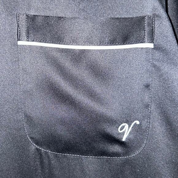 Victorias Secret Black Satin Long Sleeve Button Up Pajama Top Size Large - Picture 4 of 9